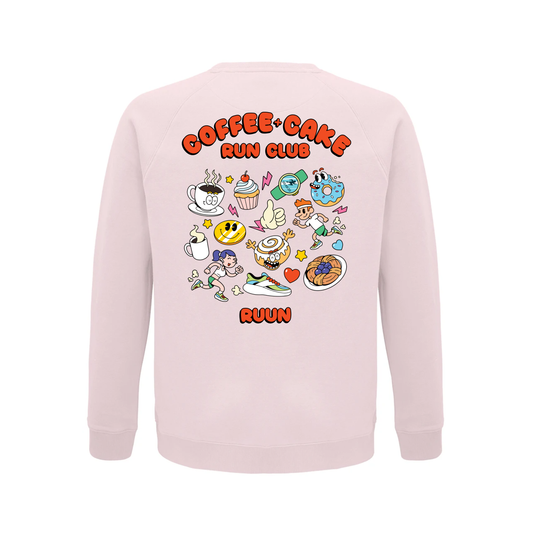 Coffee and Cake Run Club Sweatshirt  - Pink