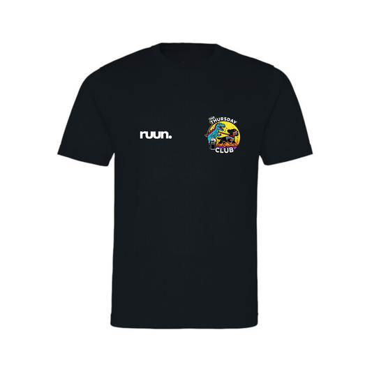 Thursday Night Club Short Sleeve Running Shirt - Black
