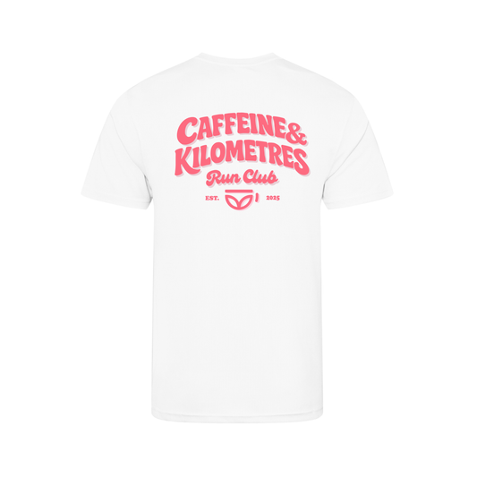 Caffeine and Kilometers Running Shirt - Short Sleeve White