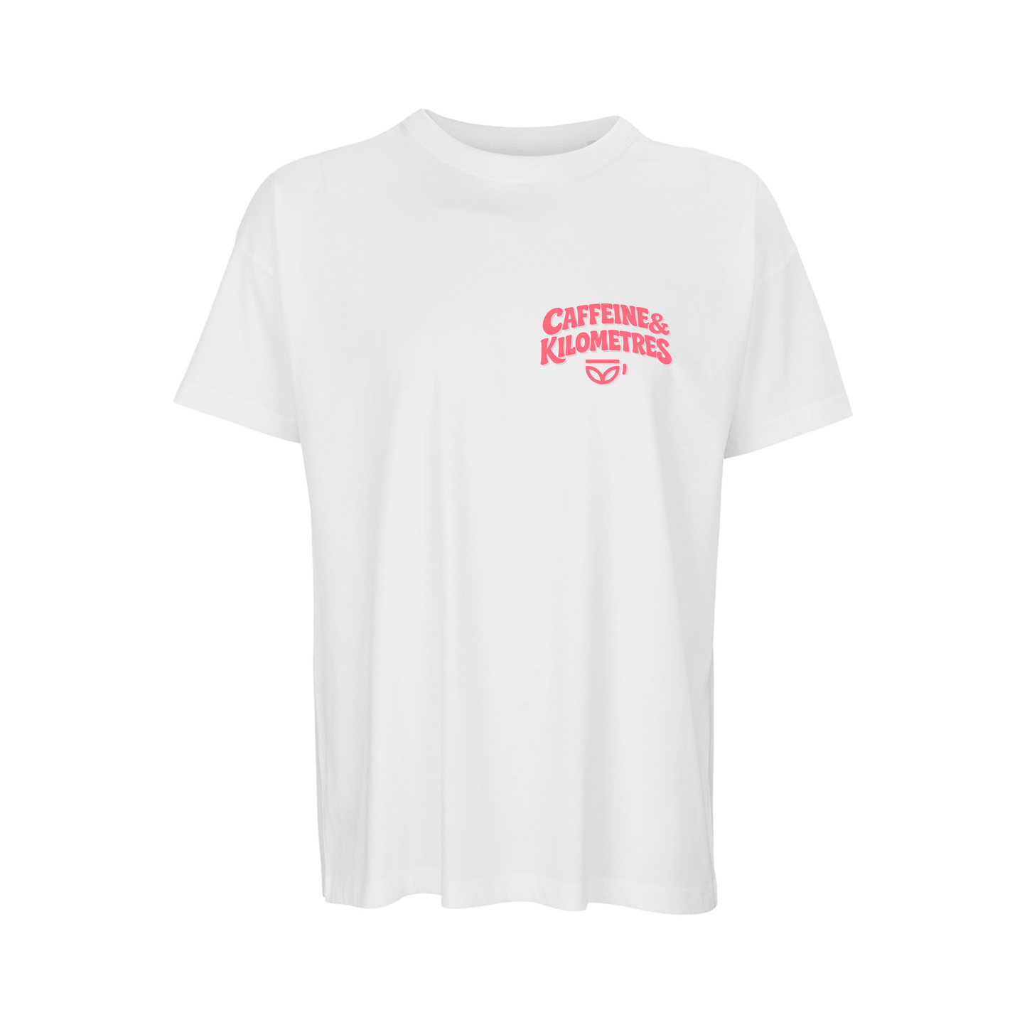 Caffeine and Kilometers Oversized Boxy Tee - White
