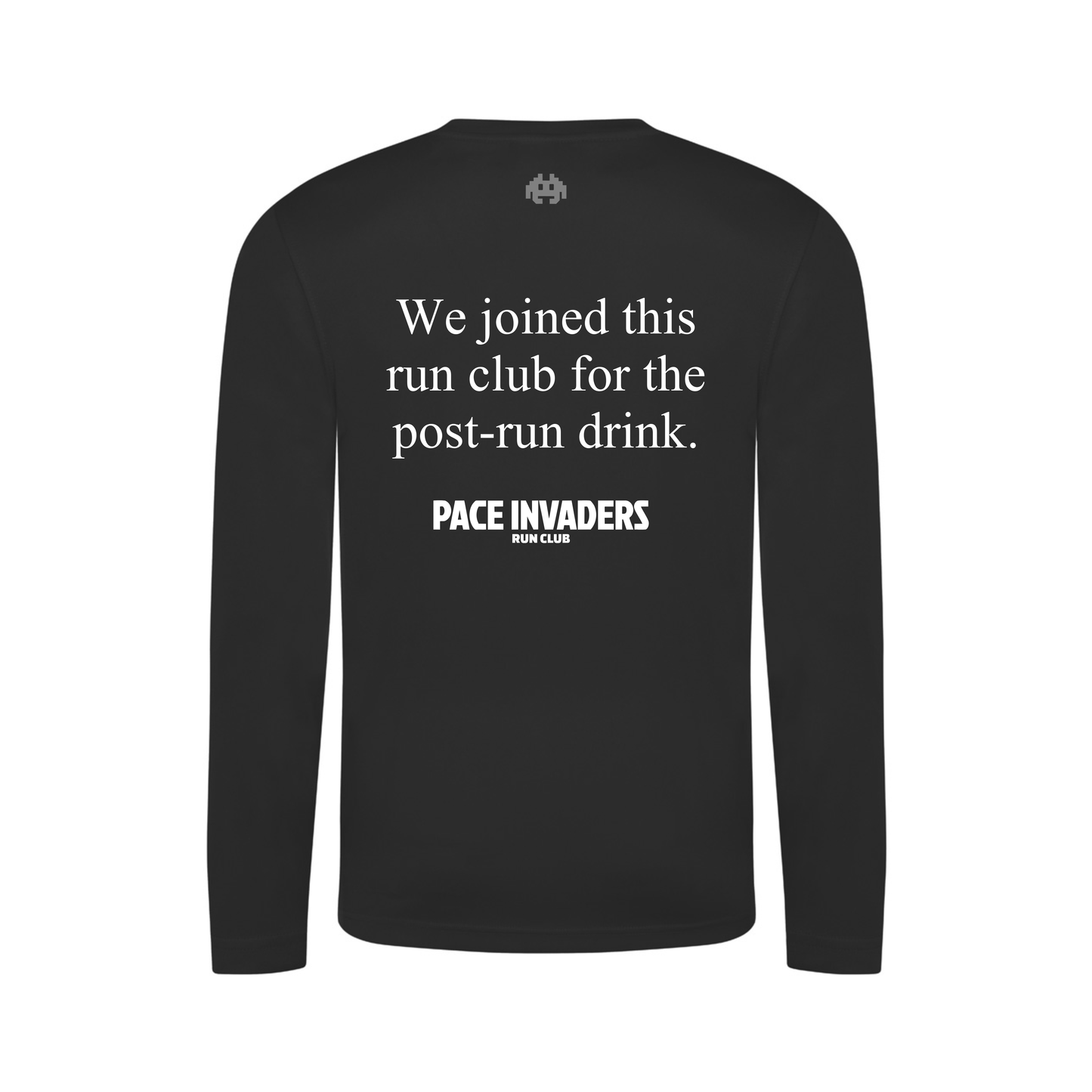 Pace Invaders Run Club Long Sleeve Running Shirt - Black