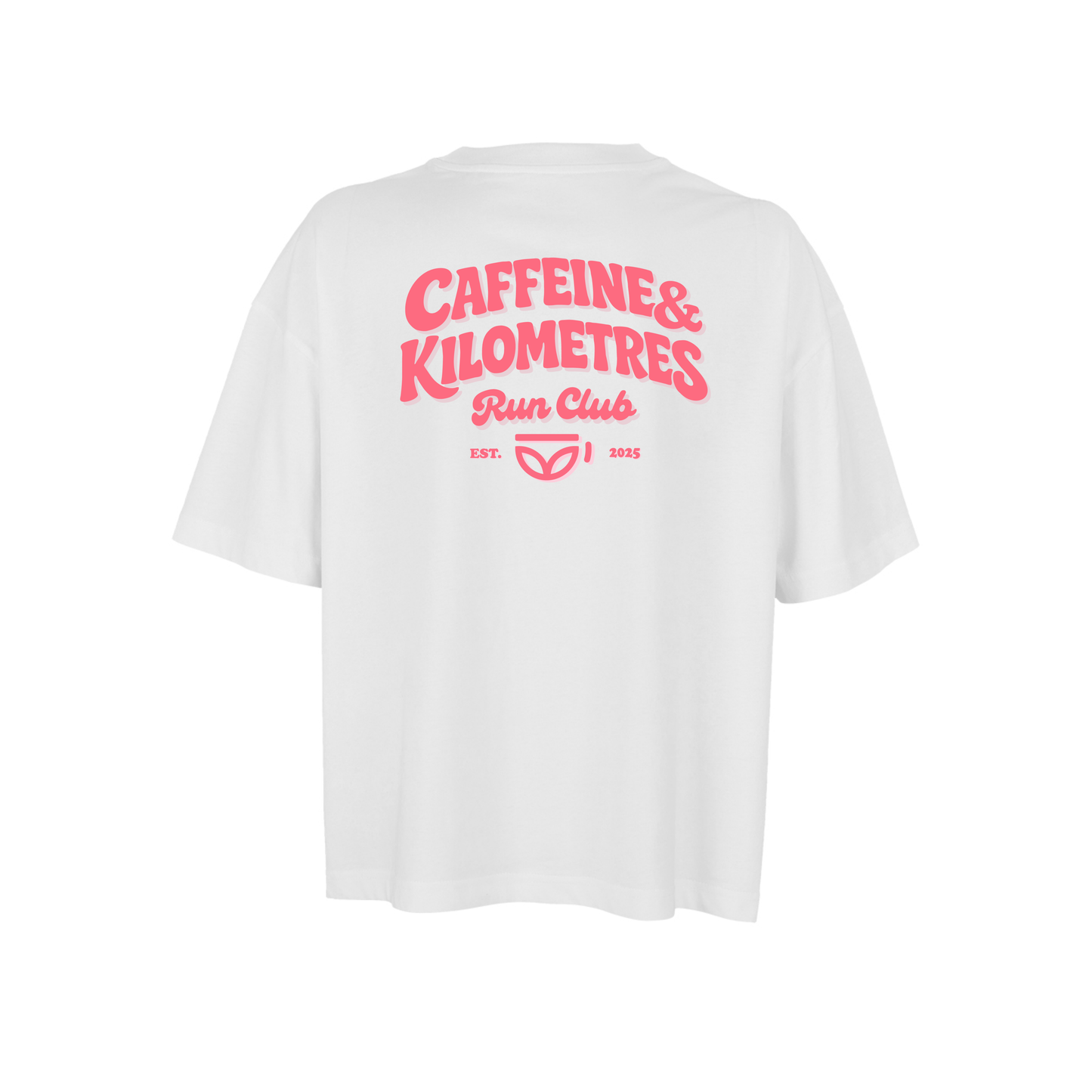 Caffeine and Kilometers Oversized Boxy Tee - White