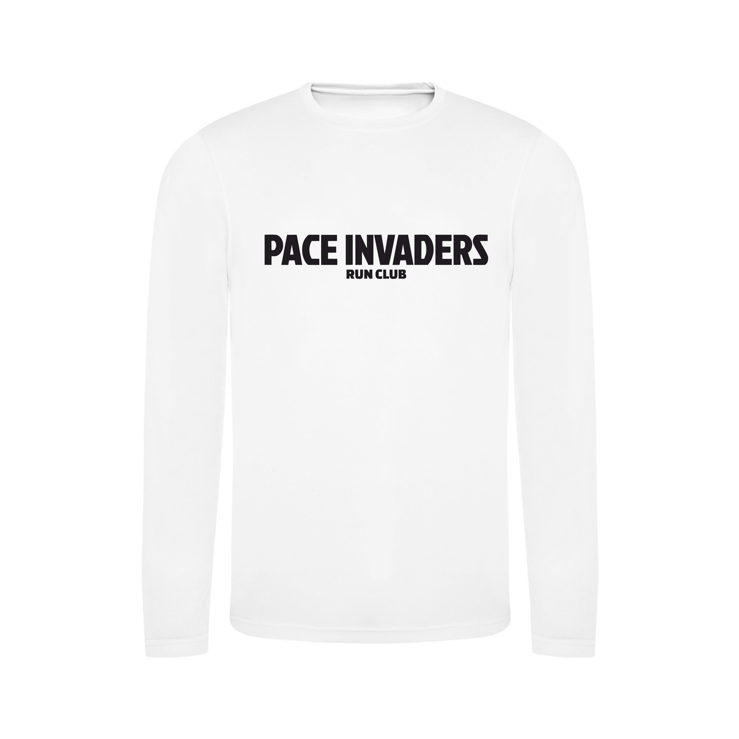 Pace Invaders Run Club Long Sleeve Running Shirt - White