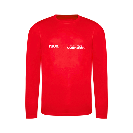 Run Tribe Queensferry Long Sleeve Running Shirt - Red