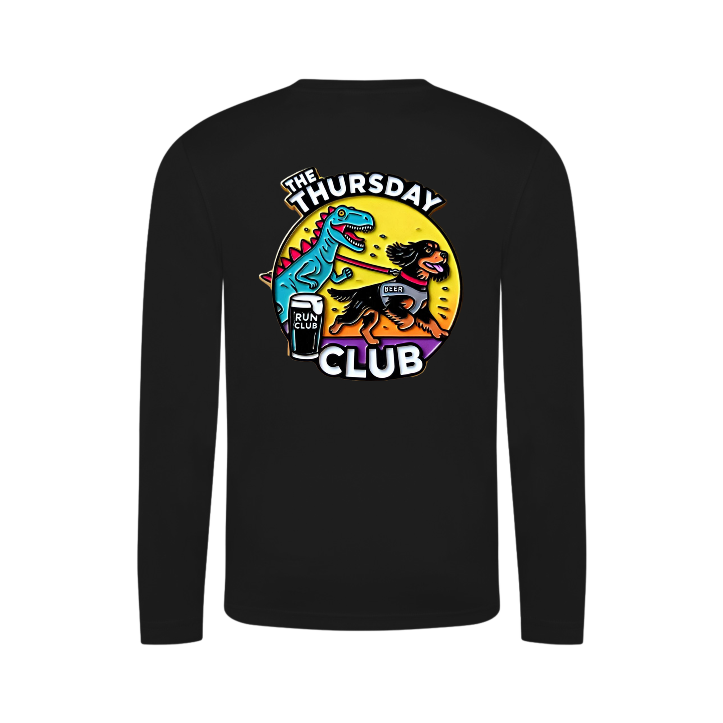 Thursday Night Club Long Sleeve Running Shirt - Black