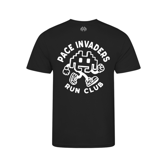 Pace Invaders Run Club Short Sleeve Running Shirt - Black