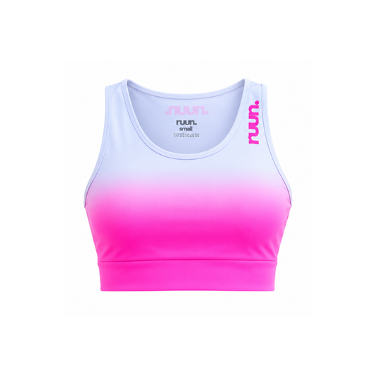 Running Crop Top - White/Pink