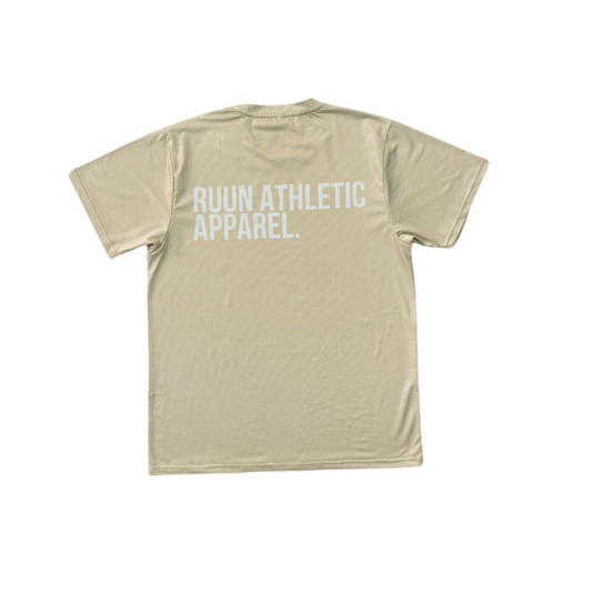 Short Sleeve Block Logo running shirt - Sand