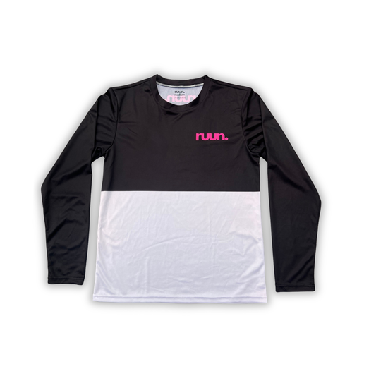 Long Sleeve Running Shirt - Black/White
