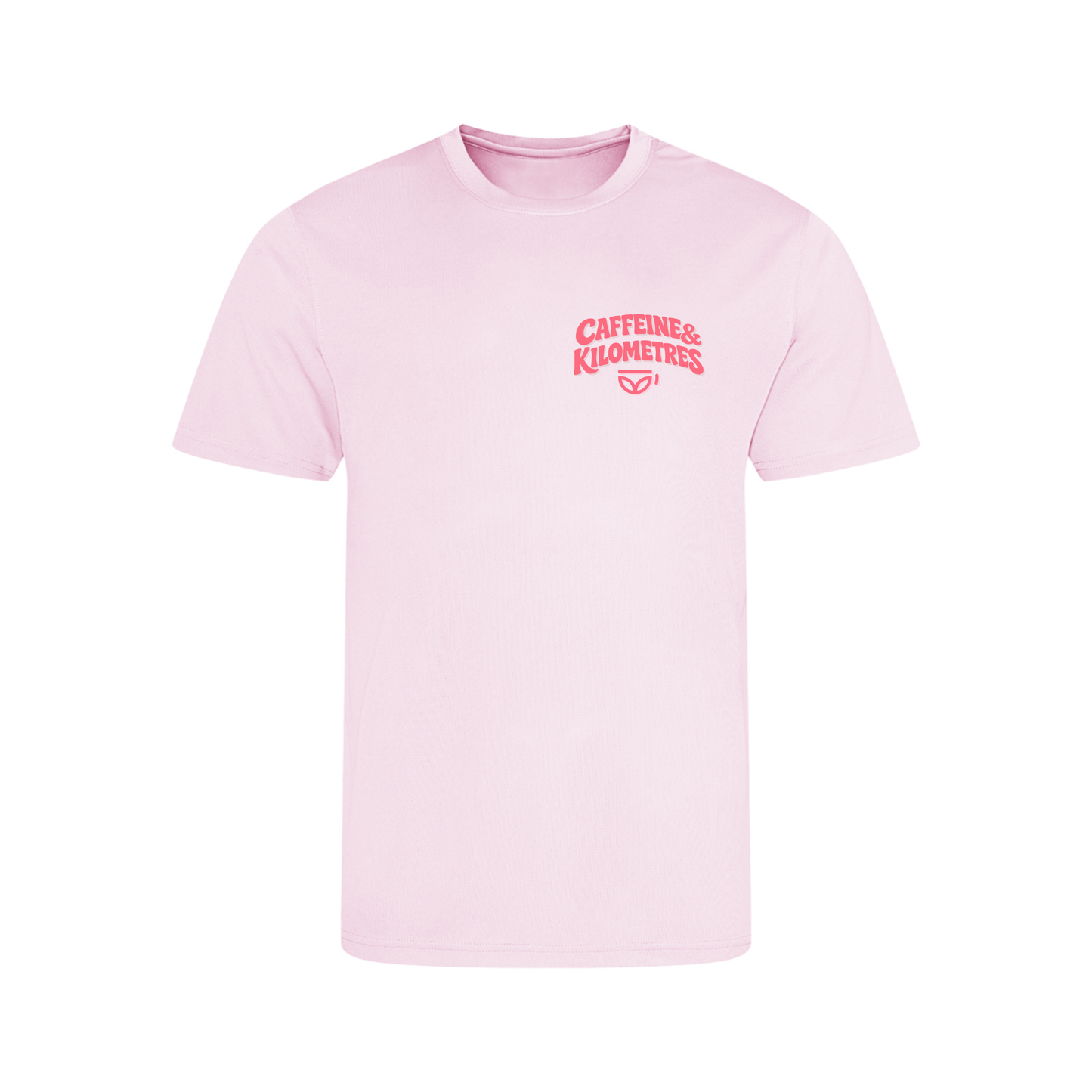 Caffeine and Kilometers Running Shirt - Short Sleeve Pink