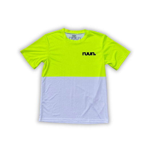 Short Sleeve Running Shirt - Yellow/White