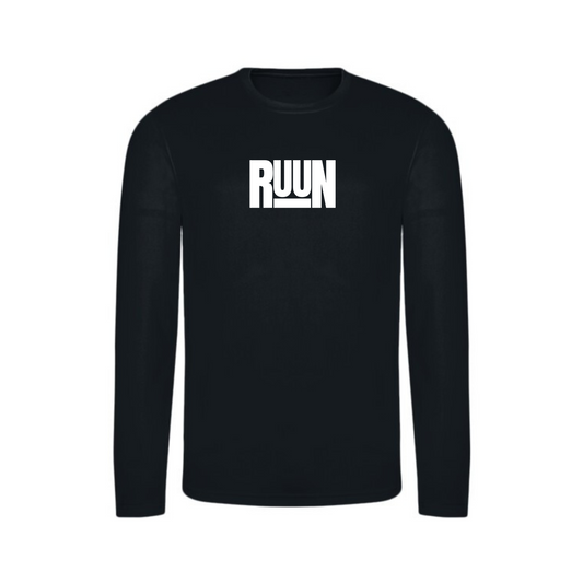 Ruun Running Shirt Long Sleeve - Black/White