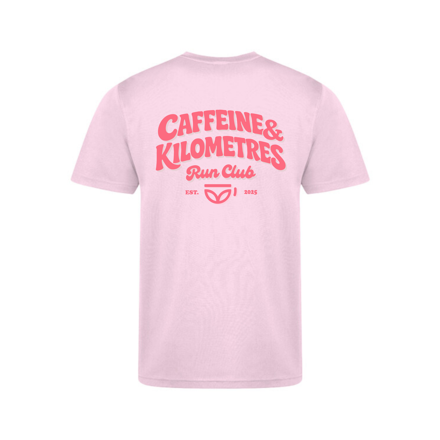 Caffeine and Kilometers Running Shirt - Short Sleeve Pink