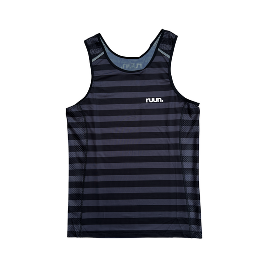 Race Day Singlet - Black/Grey Striped