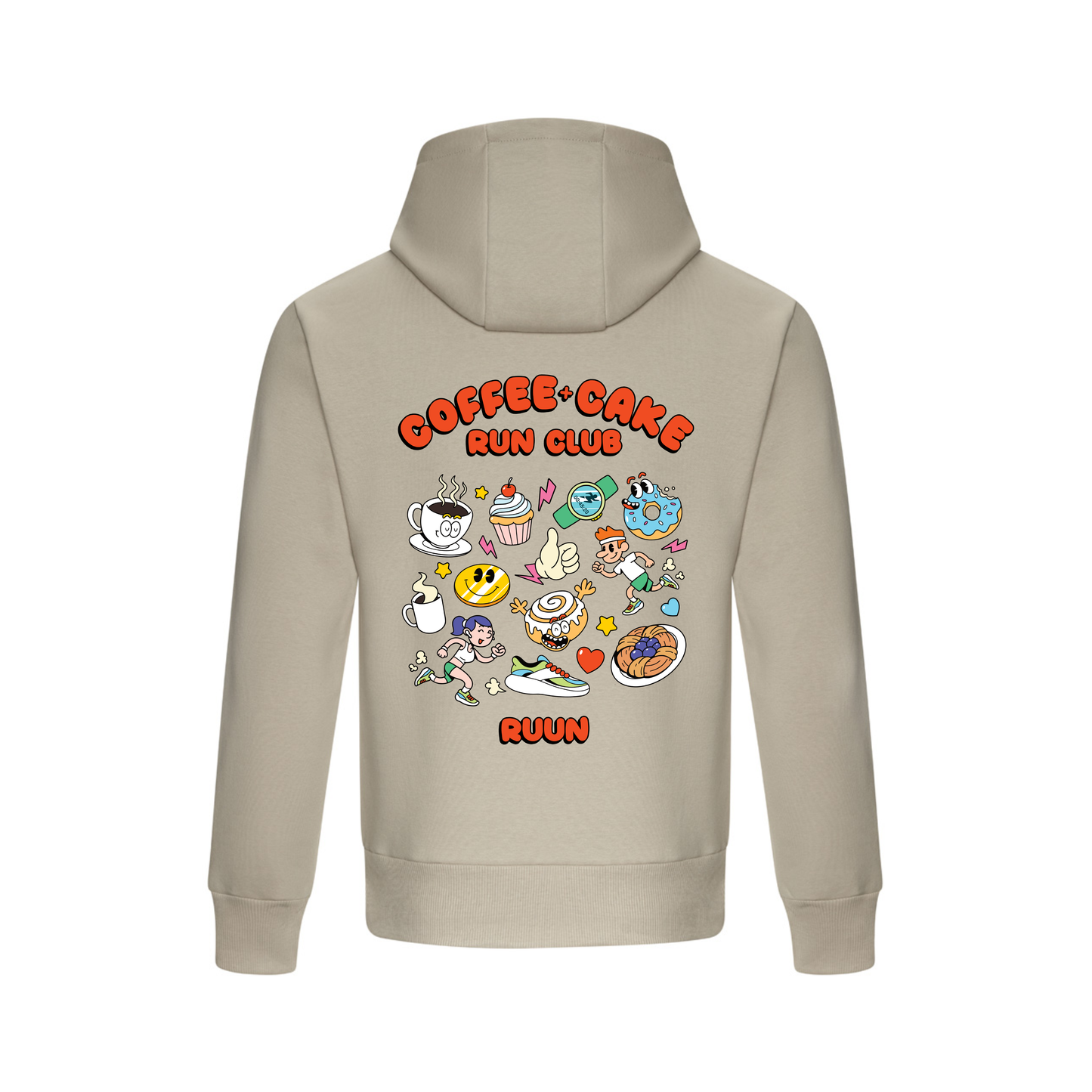 Coffee and Cake Run Club Heavyweight Hoodie - Natural Stone