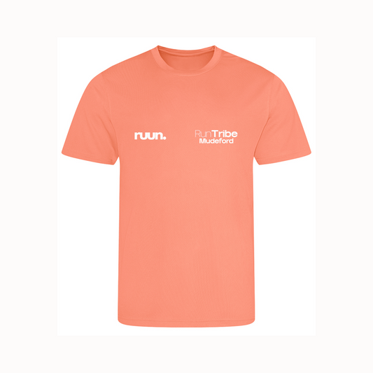 Run Tribe Mudeford Running Shirt - Short Sleeve Peach