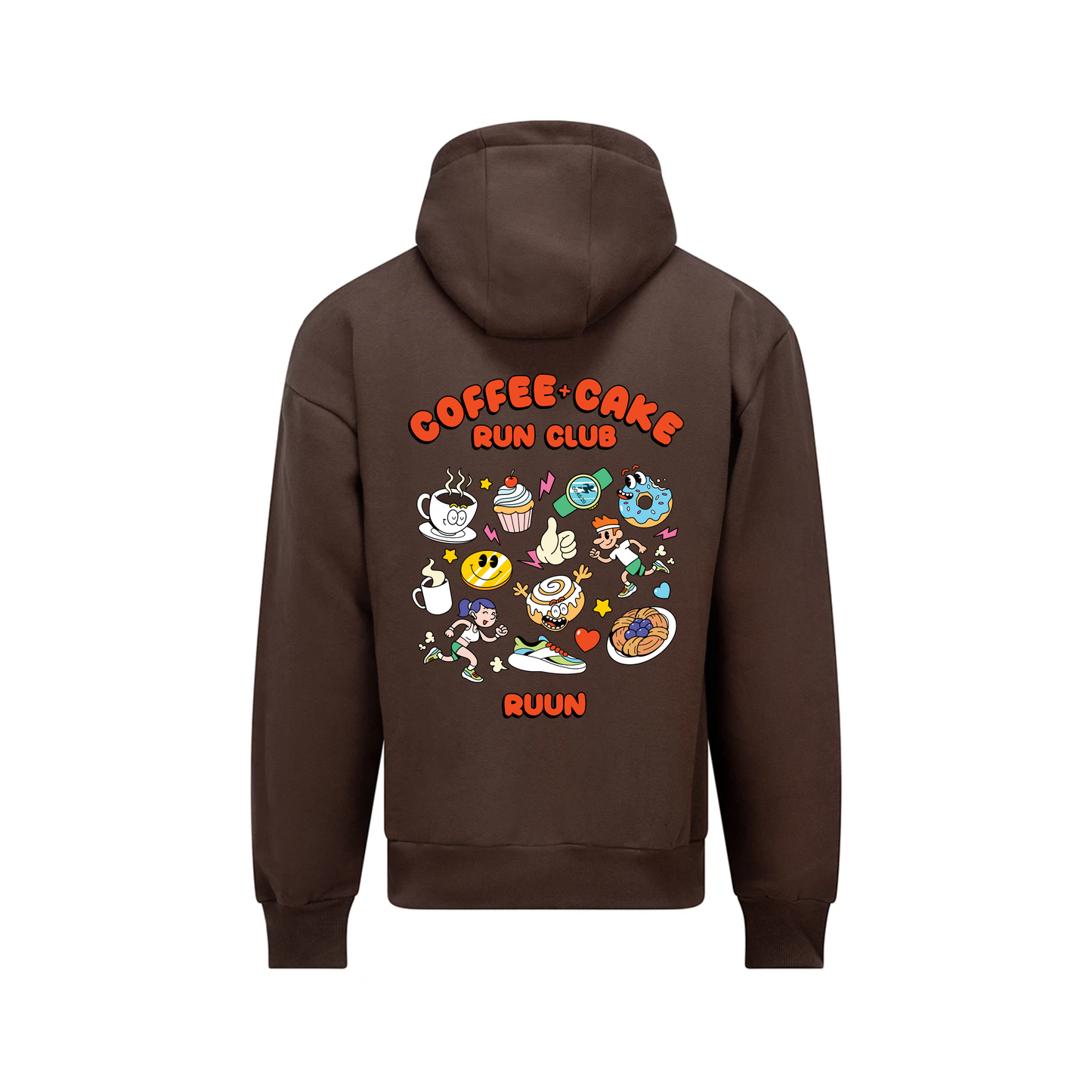 Coffee and Cake Run Club Heavyweight Hoodie - Brown