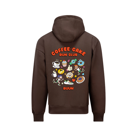 Coffee and Cake Run Club Heavyweight Hoodie - Brown