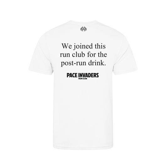 Pace Invaders Run Club Short Sleeve Running Shirt - White