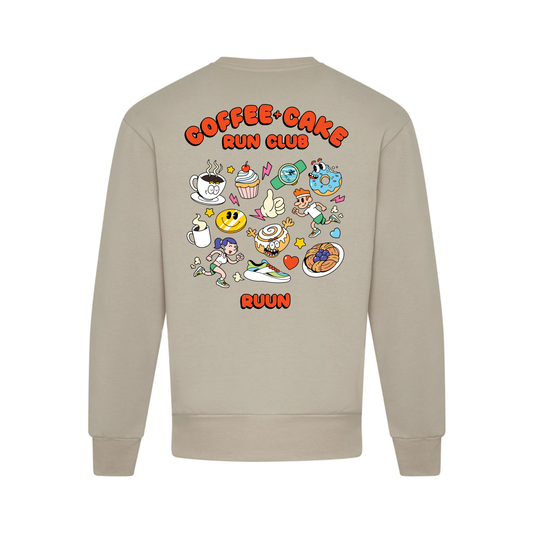 Coffee and Cake Run Club  Heavyweight Sweatshirt  - Natural Stone